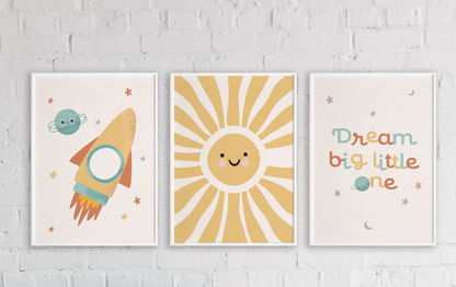 Kids Room Wall Art Set | Neutral Nursery Digital Prints | Ballerina, Animal & Sunshine Collection | Instant Download Decor