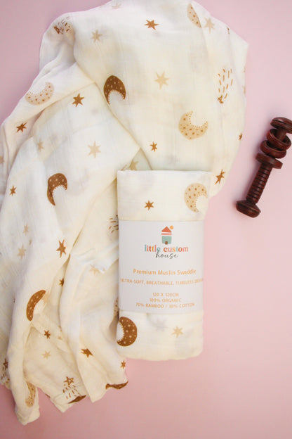 GOTS Certified Premium Muslin Swaddle- Soft, Stylish & Breathable