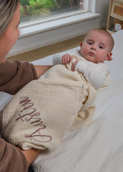 Personalised Premium Muslin Swaddle - Soft, Lightweight & Customisable