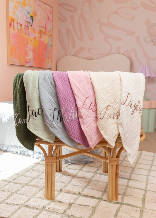 Personalised Premium Muslin Swaddle - Soft, Lightweight & Customisable