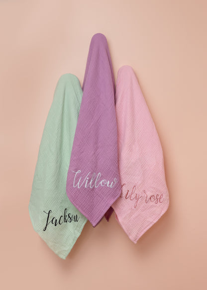 Personalised Premium Muslin Swaddle - Soft, Lightweight & Customisable