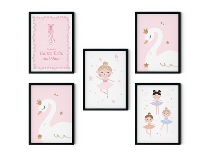 Kids Room Wall Art Set | Neutral Nursery Digital Prints | Ballerina, Animal & Sunshine Collection | Instant Download Decor